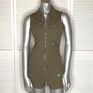 GUESS Olive Green Military Utility Shorts Romper